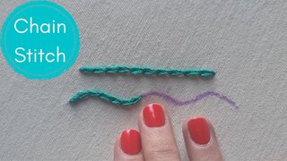 Photo of someone completing a line of chain stitches