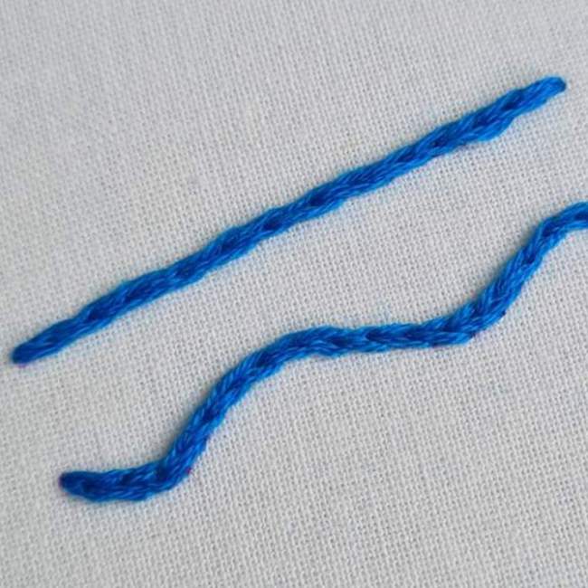 Close up photo of example of split stitch