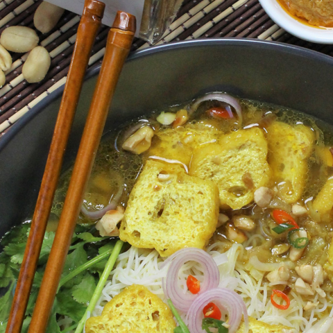 Mei's homemade Satay Sauce with Lemongrass Satay Tofu Noodle Soup