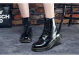 Lace up punk leather boots