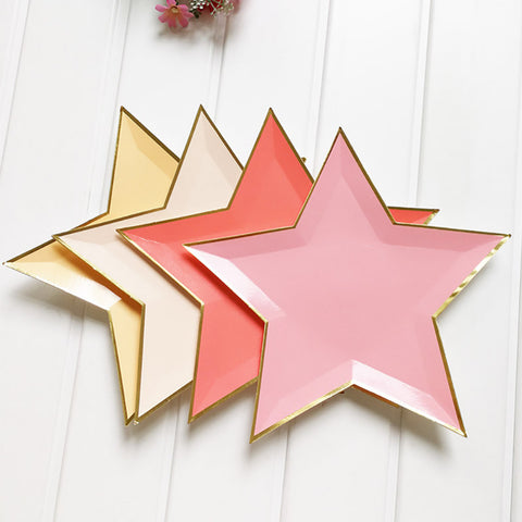 pink star paper plates