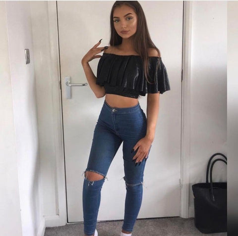 party wear crop top with jeans
