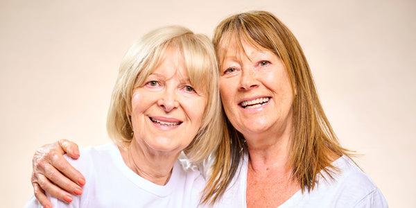 Dermatologically approved for sensitive skin: two women smiling at camera