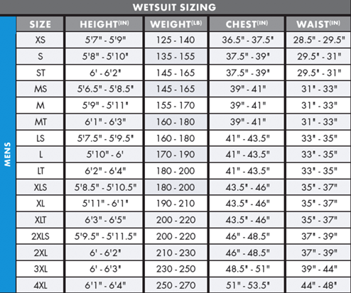 mens sizing chart