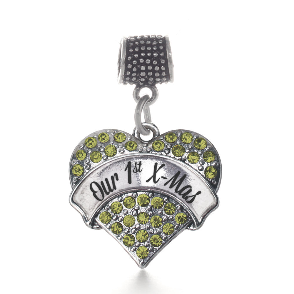 Silver Our 1st X-Mas Green Green Pave Heart Memory Charm - Inspired Silver product image