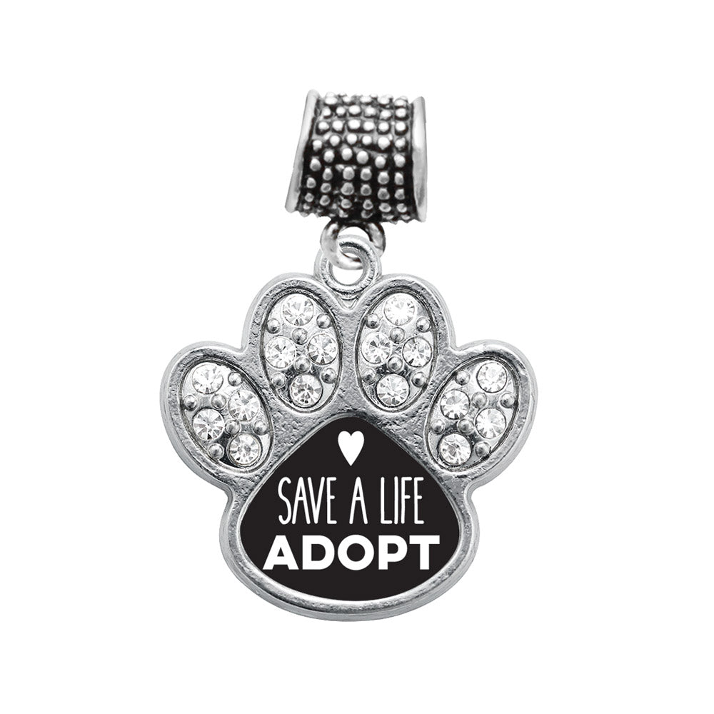 Silver Save A Life, Adopt Pave Paw Memory Charm - Inspired Silver product image