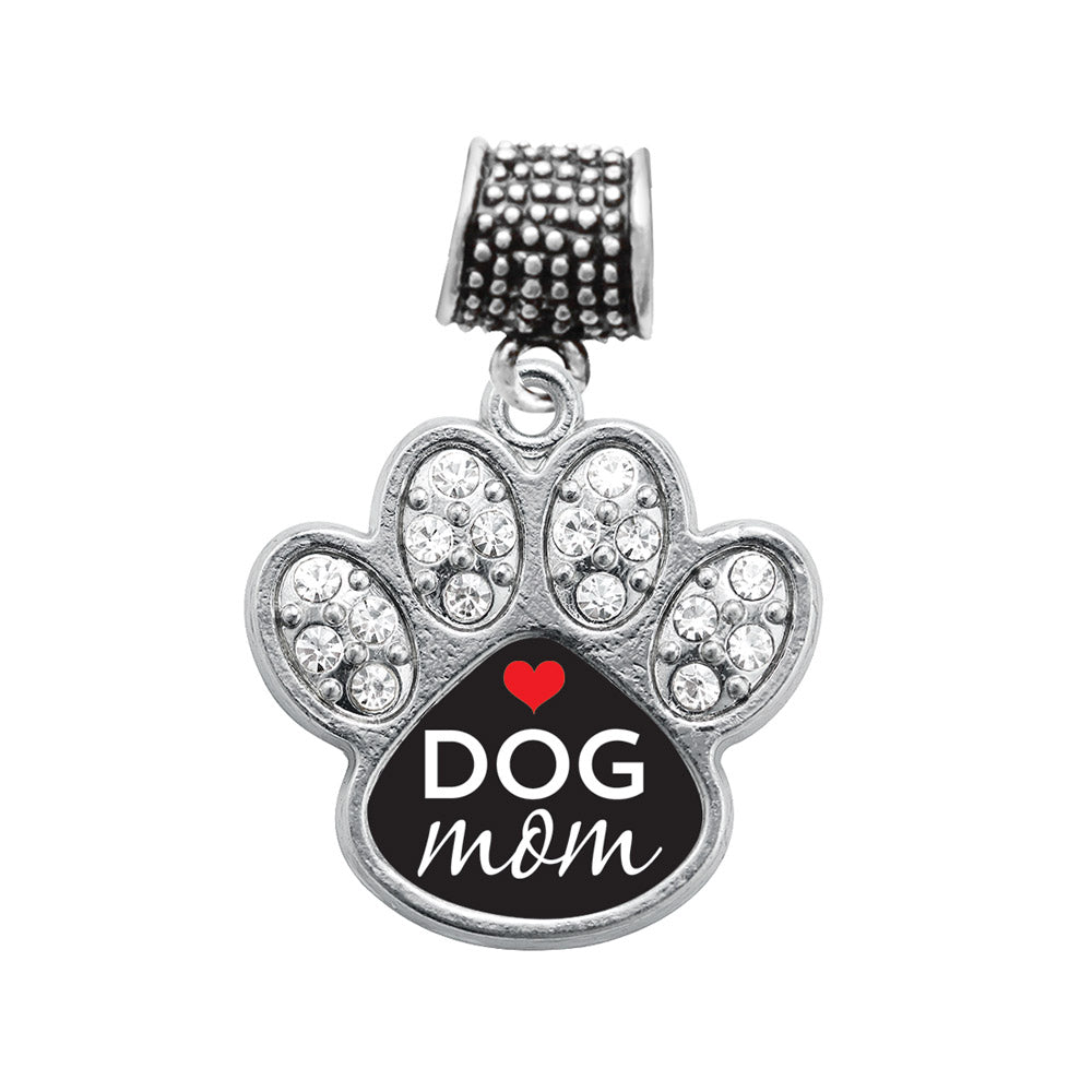 Silver Dog Mom Pave Paw Memory Charm - Inspired Silver product image