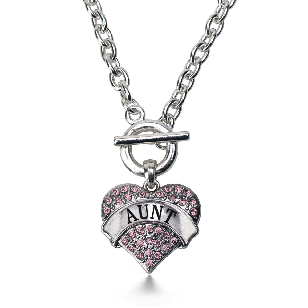 Silver Aunt Pink Pink Pave Heart Charm Toggle Necklace