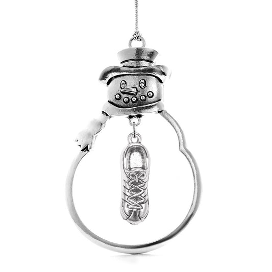 Inspired Silver - Black and White Mija Charm Ornament - Silver Pave Heart  Charm Snowman Ornament with Cubic Zirconia Jewelry