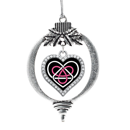 Inspired Silver - Black and White Mija Charm Ornament - Silver Pave Heart  Charm Snowman Ornament with Cubic Zirconia Jewelry