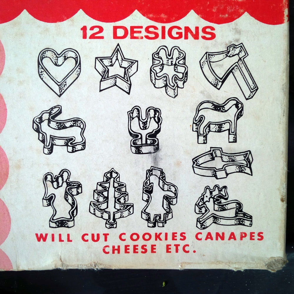 Old Fashioned Tin Cookie Cutters Set of 11 Assorted Shapes 1950s N