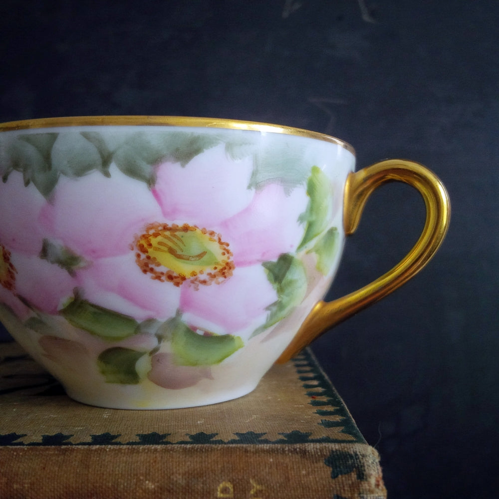 Vintage Noritake Teacups Handpainted In The 1940s Pink Florals Gold In The Vintage Kitchen Shop