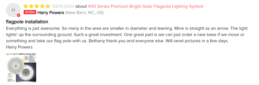 400 Series LED Solar Flag Pole Light Review