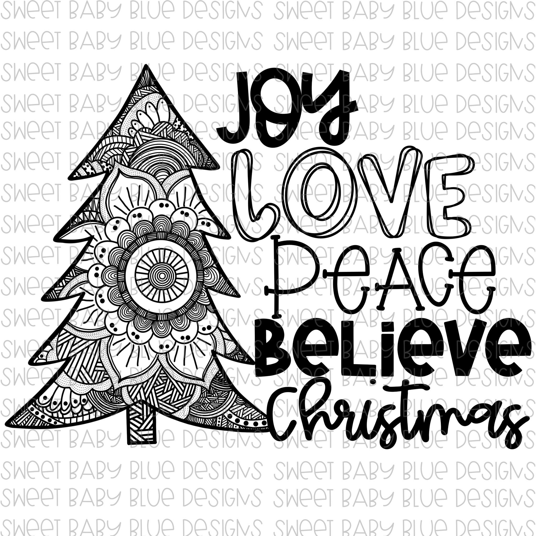Joy Love Peace Believe Christmas Christmas Png File Digital Downloa Sweet Baby Blue Boutique
