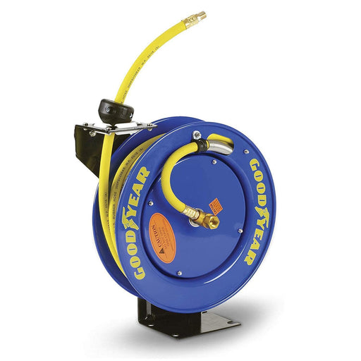 Goodyear Oxy-Acetylene Welding Hose Reel - Twin 1/4 x 50' Ft Hoses, Max  300 PSI, 1/4 MNPT Connections