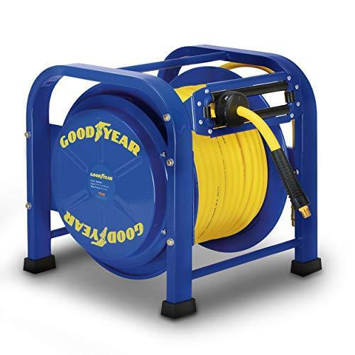 Air Hose Reel Retractable 3/8 in. x 50 ft Hybrid Polymer Hose, Retractable  Auto-Rewind Enclosed Heavy Duty 180° Swivel Mount, Max 300PSI Commerical