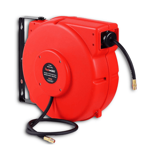 SuperHandy Air Hose Reel Tool Retractable Hand Crank 3/8 Inch x 100' Feet  300 PSI / 20 BAR Heavy Duty Steel Construction (Hose Not Included)