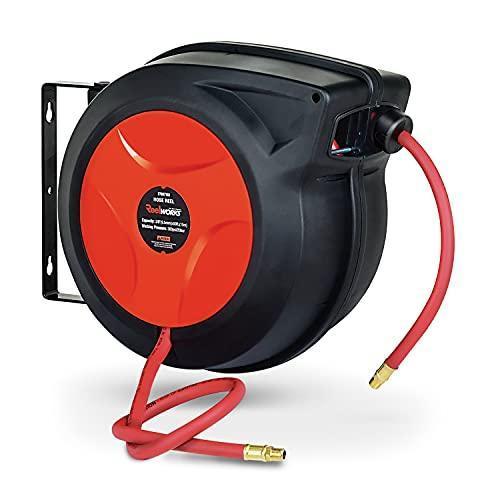 ReelWorks Mountable Retractable Air Hose Reel - 1/4 x 65'FT, 3