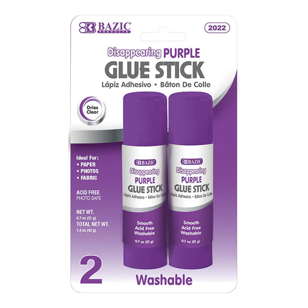 Bazic 21g / 0.7 oz. Large Washable Purple Glue Stick (2/Pack)