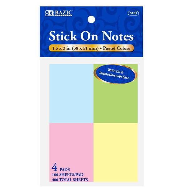 Bazic 100 Ct. 3 x 3 Stick on Note (12/Shrink)