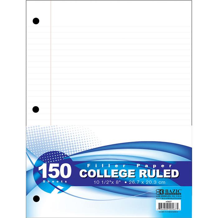 BAZIC C/R 150 Ct. Filler Paper Sold in 24 Units