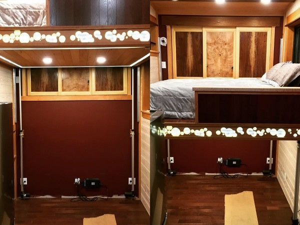 A tiny house bed lift with linear actuators