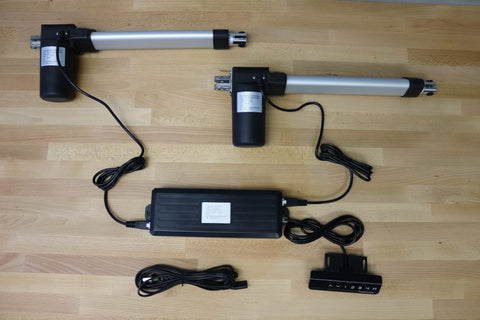 Photo of two linear actuators with control box
