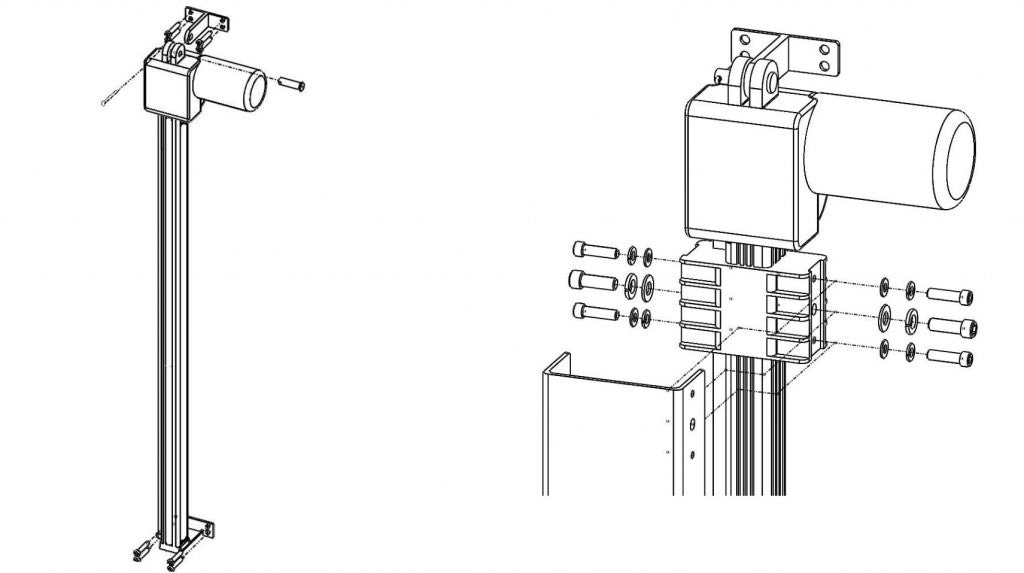 Drop down TV lift support column mounting 