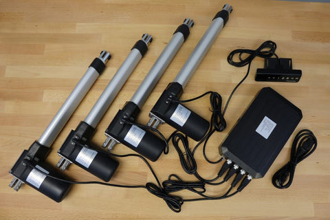 Photo of linear actuators with FLTCON -4 control box by Progressive Automations