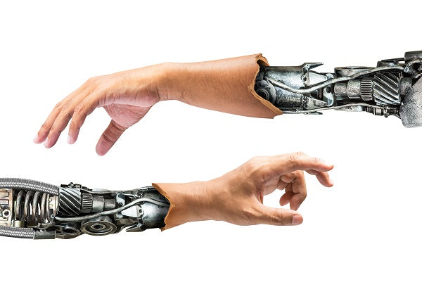 Photo of robot hands in an internal human hands