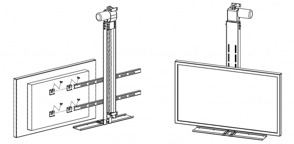 Attaching TV screen to drop down TV lift