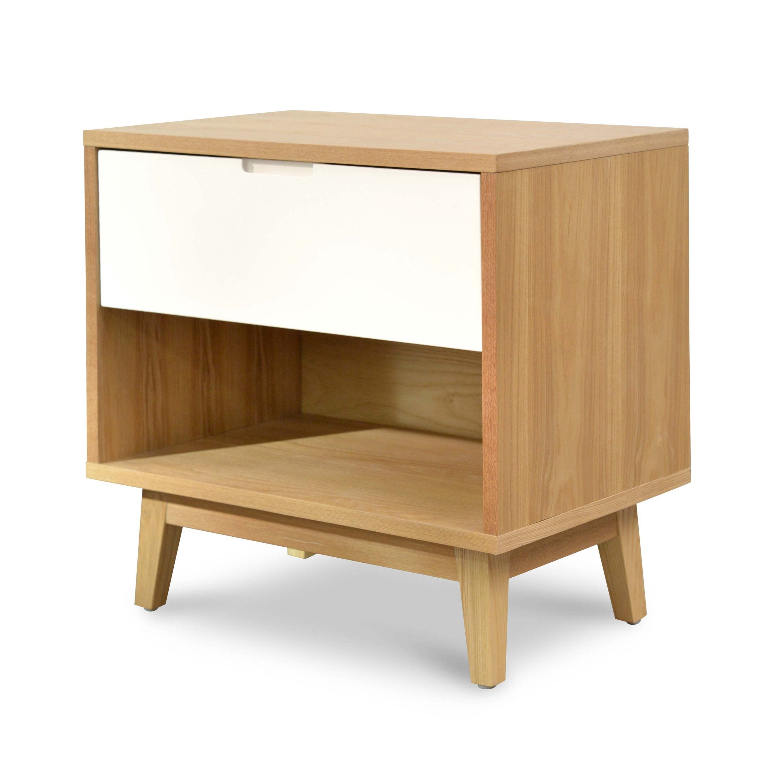 Iris Wooden Bedside Table Natural And White Interior Secrets