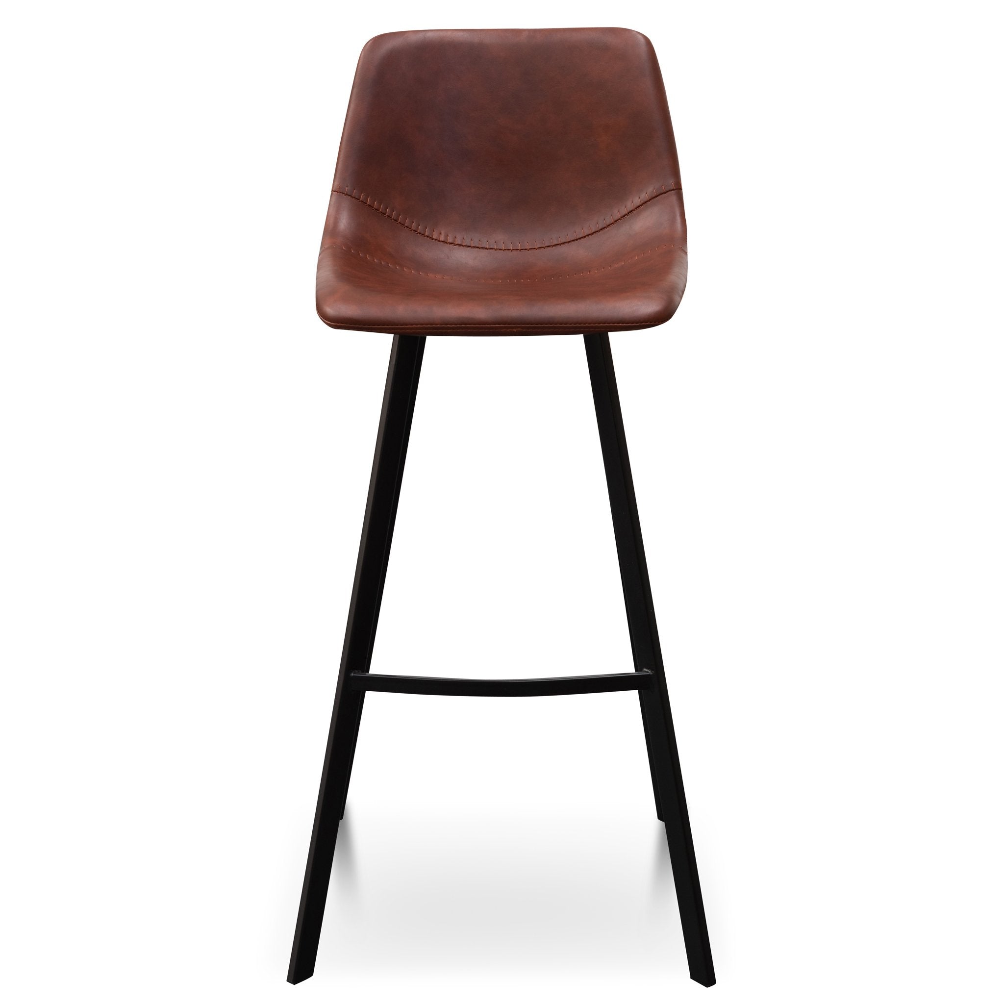 Set of 2 Duke 80cm Bar Stool Cinnamon Brown PU Leather Interior