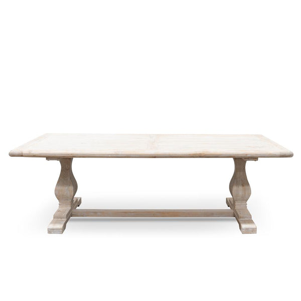 Titan Reclaimed 2.4m ELM Wood Dining Table - Rustic White Washed ...