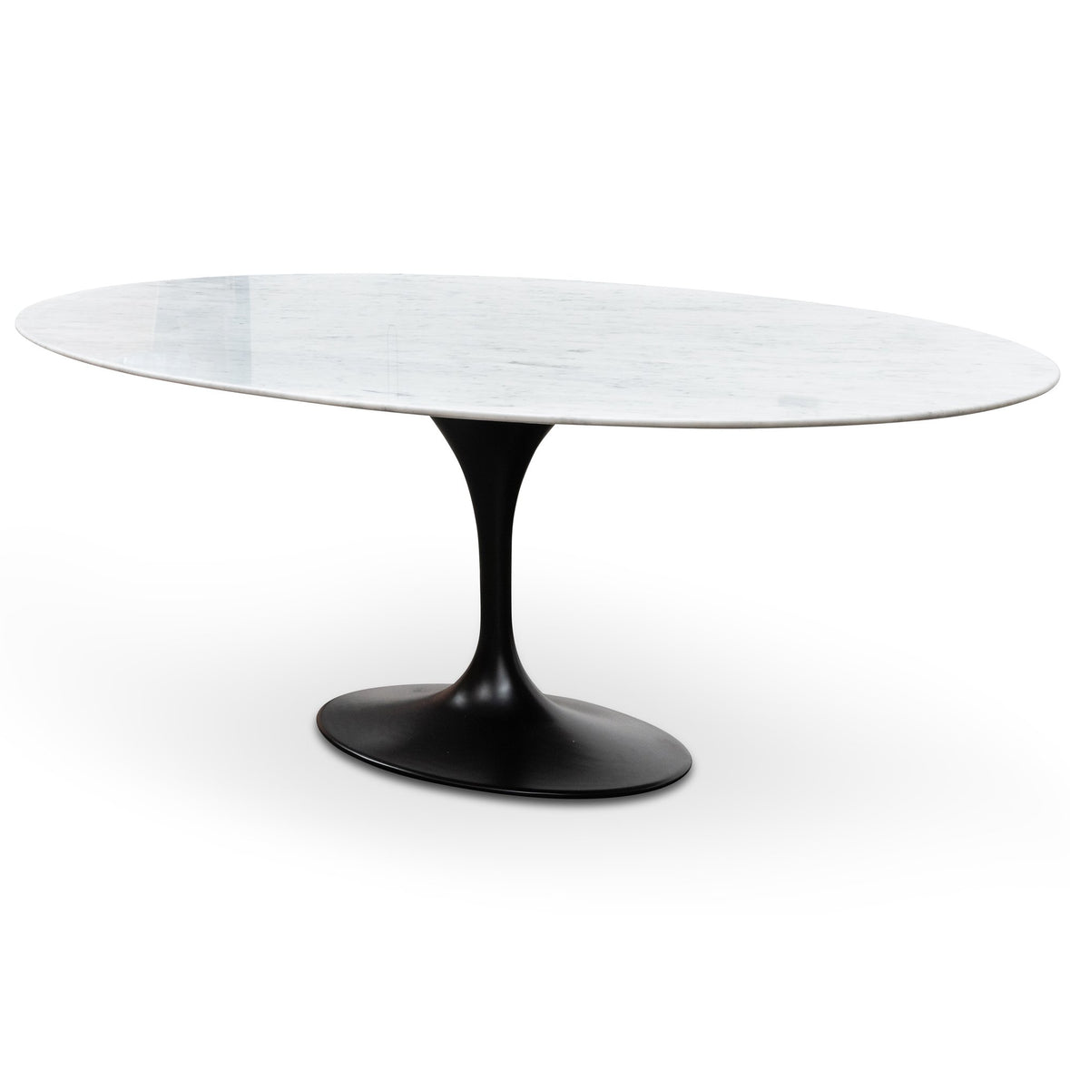 Tulip 2m White Marble Oval Dining Table Black Base Interior Secrets