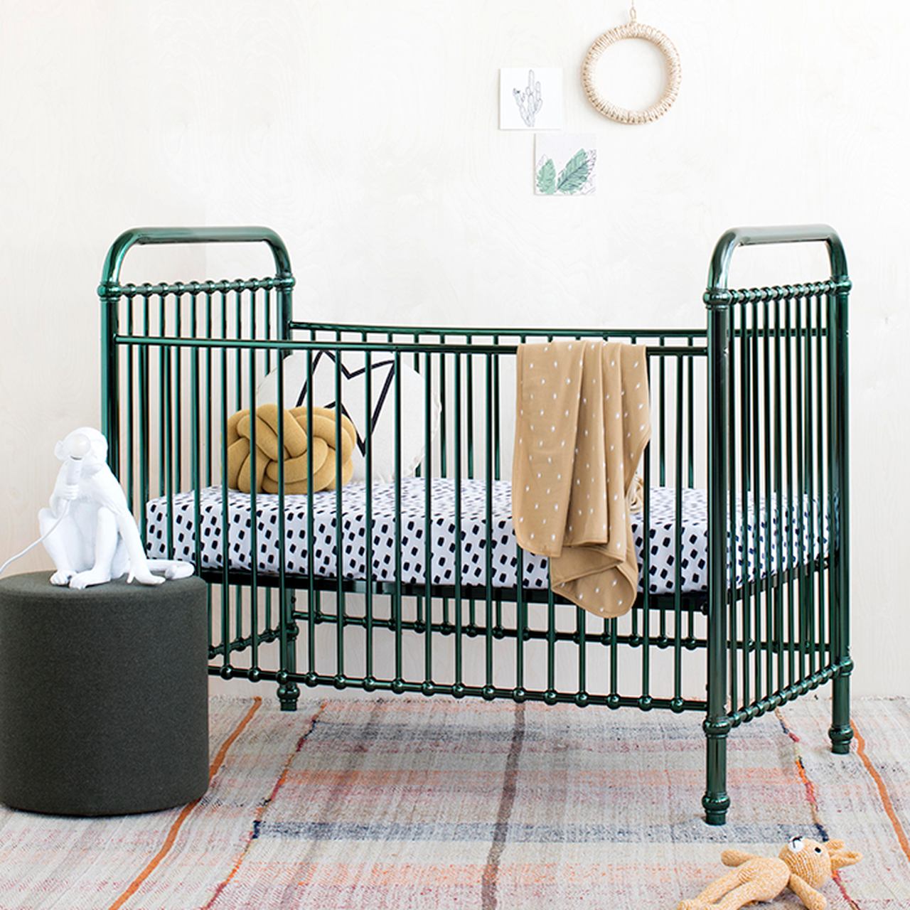 Dominic Aluminium Baby Cot Dark Green