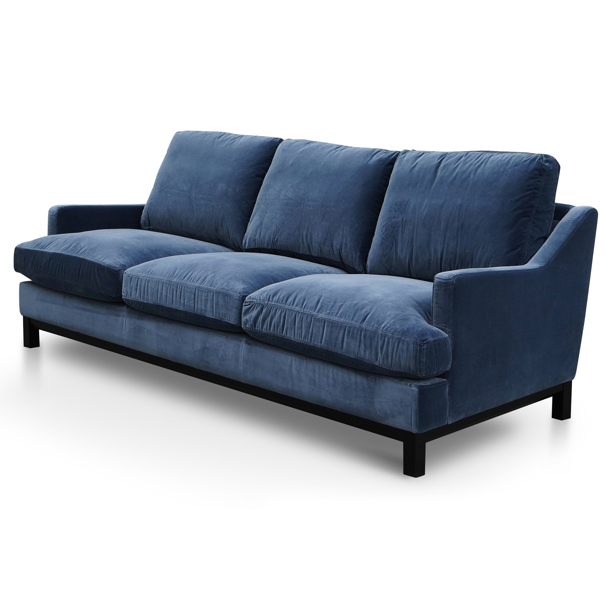 Hensley 3 Seater Fabric Sofa Midnight Navy Velvet Interior Secrets