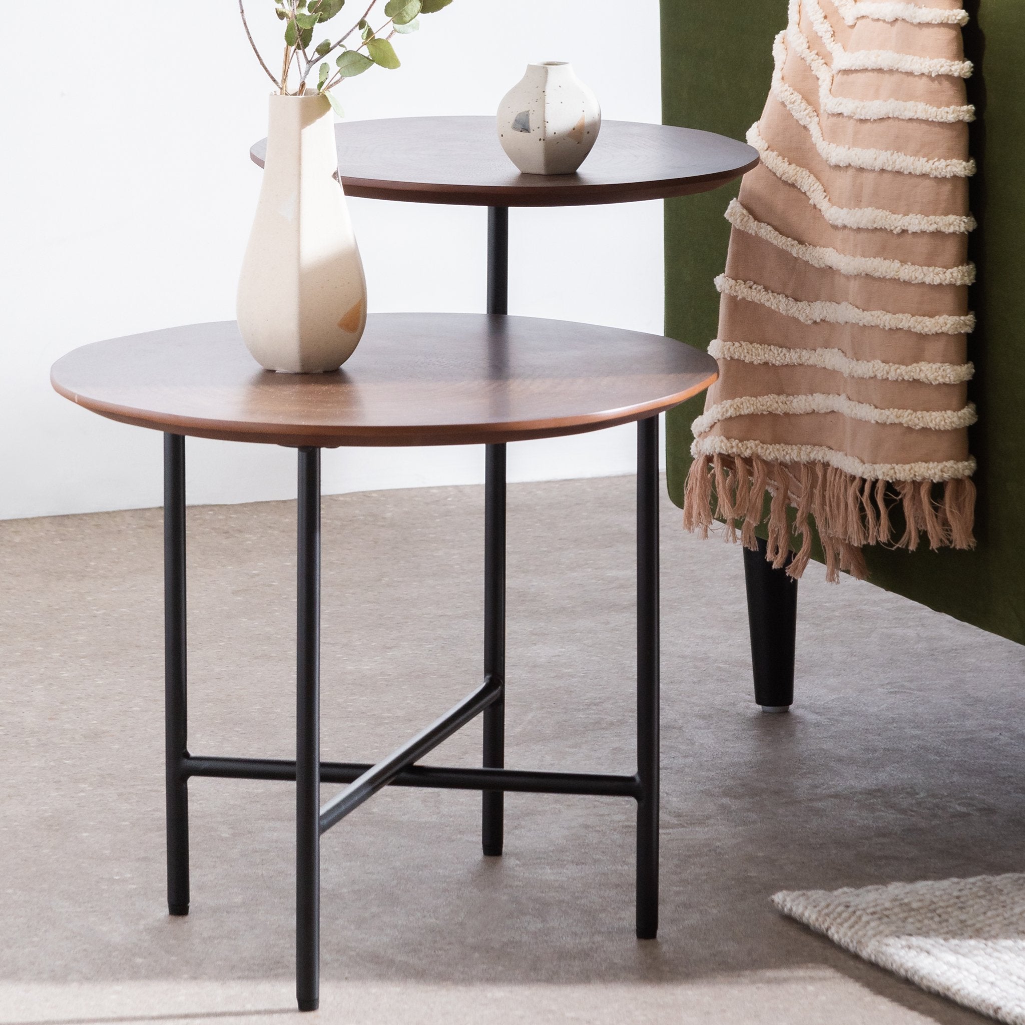 Hale Side Table Walnut Black Legs Interior Secrets