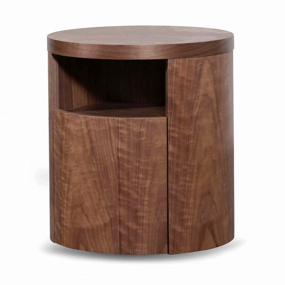 Honigold Round Wooden Bedside Table With Drawer - Walnut | Interior Secrets