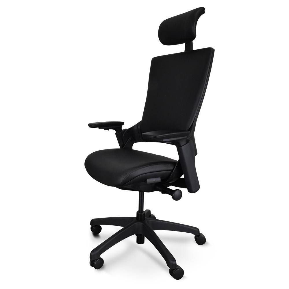 atlas ergonomic office chair with head rest  black leather
