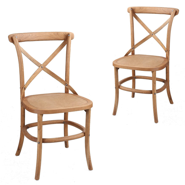 Set of 2 - Daintree Cross Back Wooden Dining Chair With Solid S ...