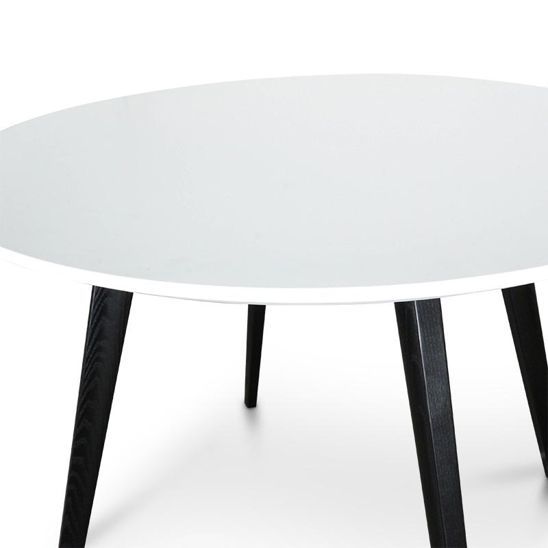 Halo 100cm Round Dining Table - White Top - Black Legs | Interior Secrets