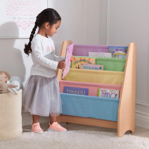 Cameron Fabric Kids Sling Storage Bookshelf Pastel Interior