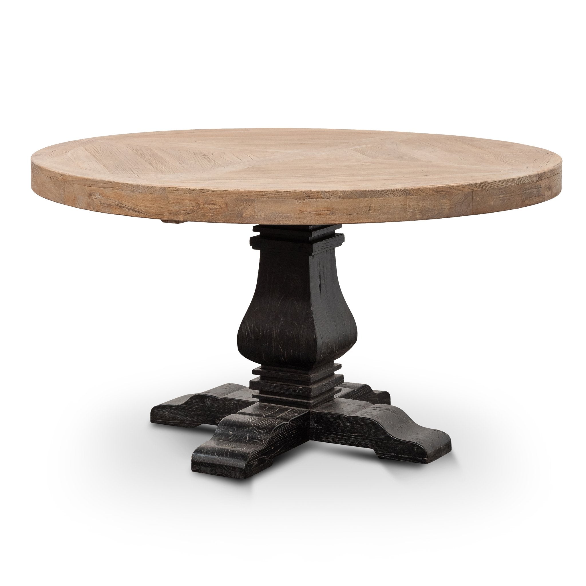 Kara Reclaimed Elm 140cm Round Dining Table Black B.. Interior Secrets