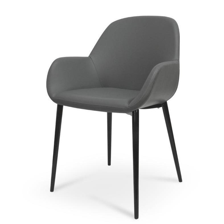 Lynton Fabric Dining Chair in Charcoal Grey With Black Legs | Interior