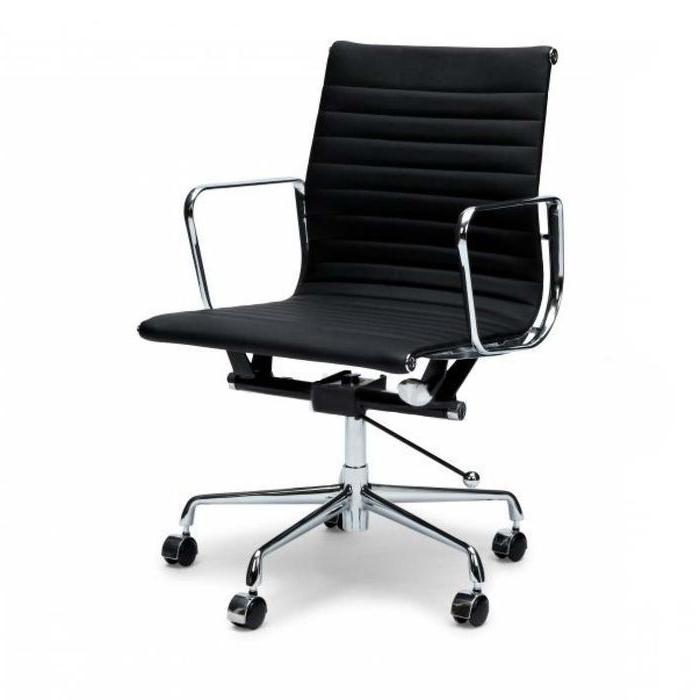 Management Leather Boardroom Office Chair Eames Replica Black