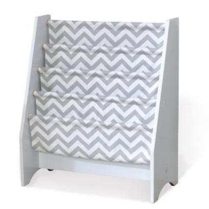 Cameron Fabric Kids Sling Storage Bookshelf Light Grey