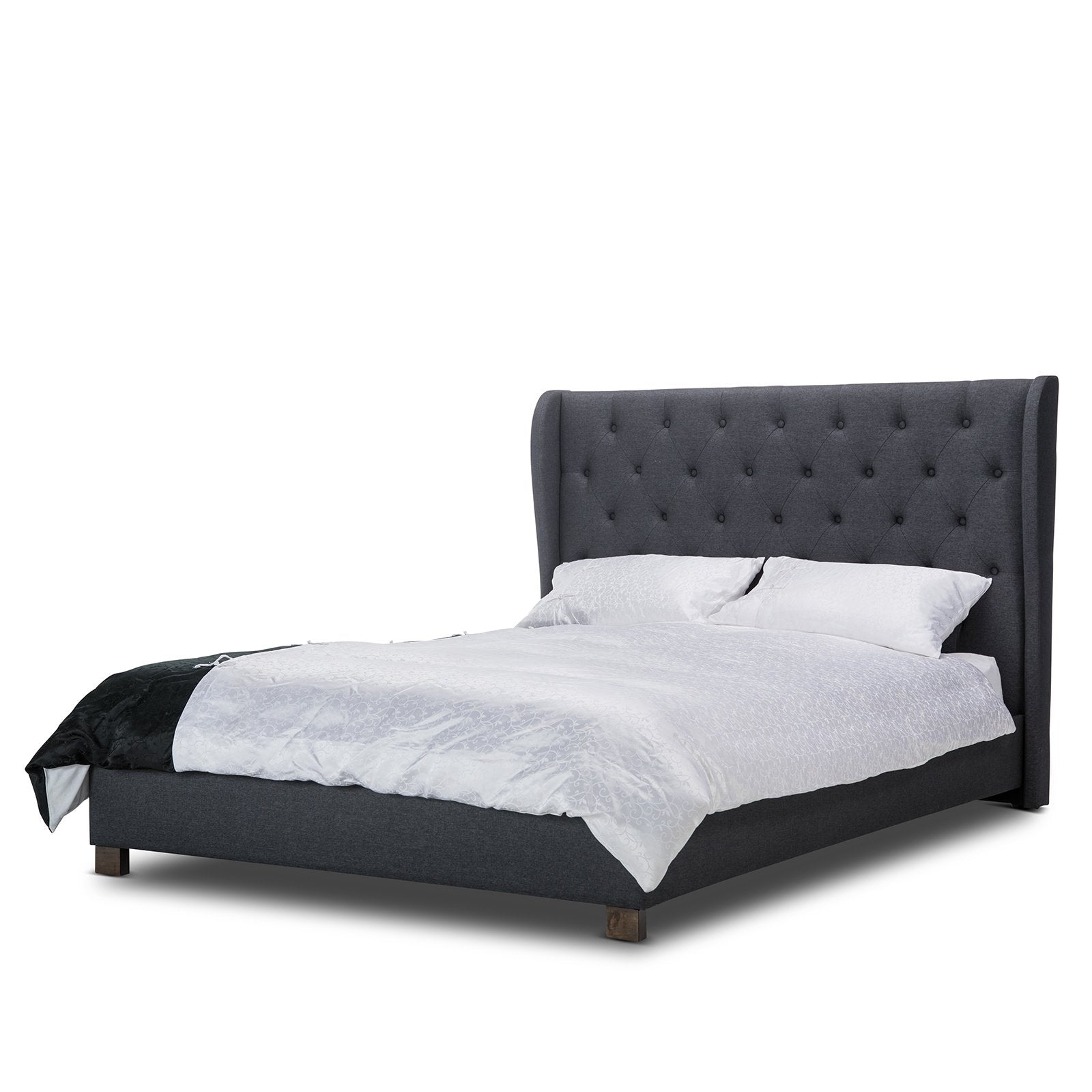 Rhea Fabric Double Bed Frame Dark Grey Interior Secrets