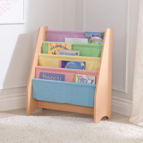 Cameron Fabric Kids Sling Storage Bookshelf Pastel Interior