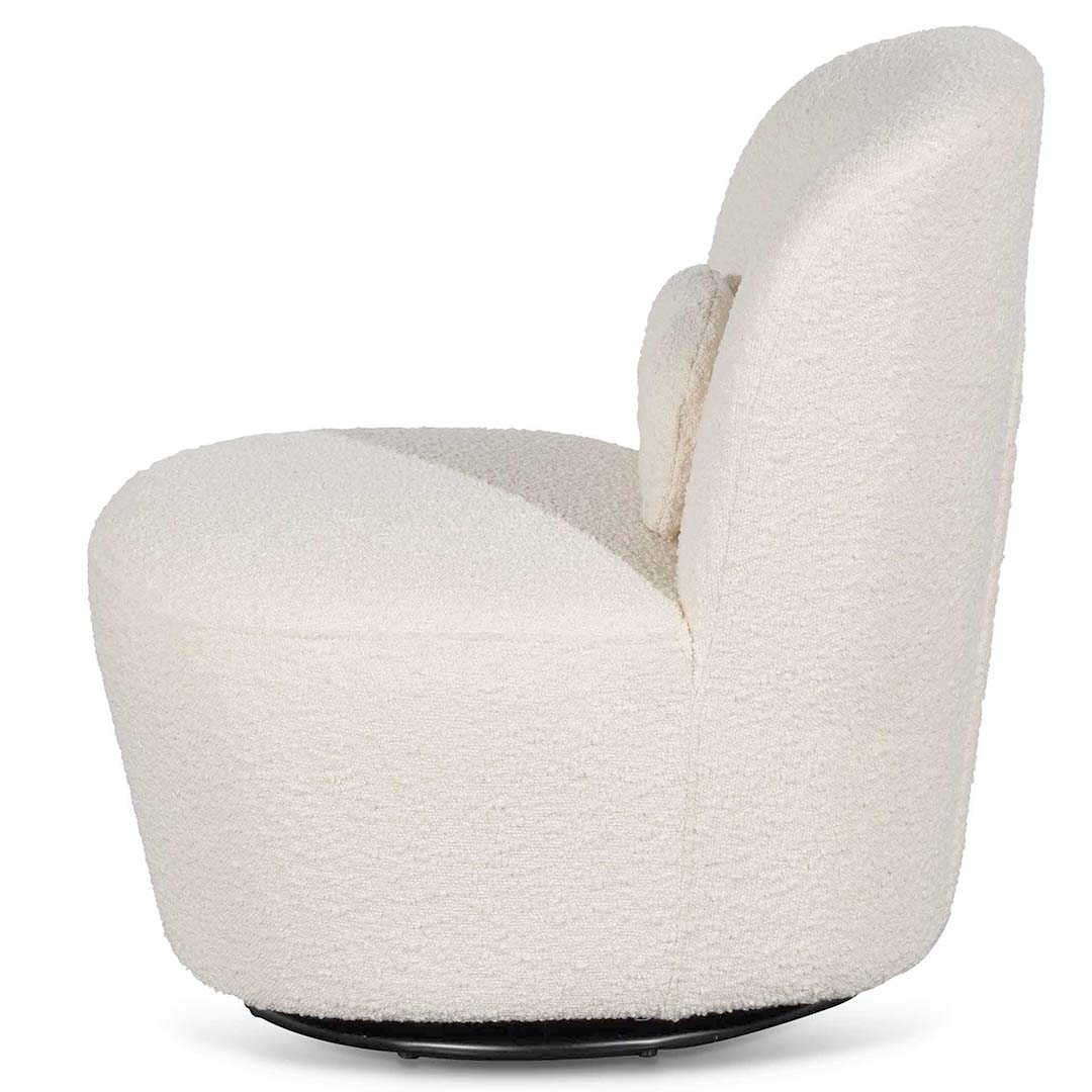 Zamora Swivel Lounge Chair - Ivory White Boucle | Interior Secrets